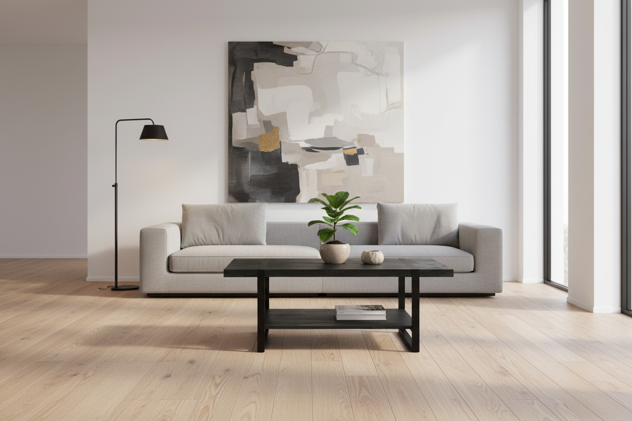 COFFEE TABLE - BROWN RECLAIMED WOOD-LOOK / BLACK METAL