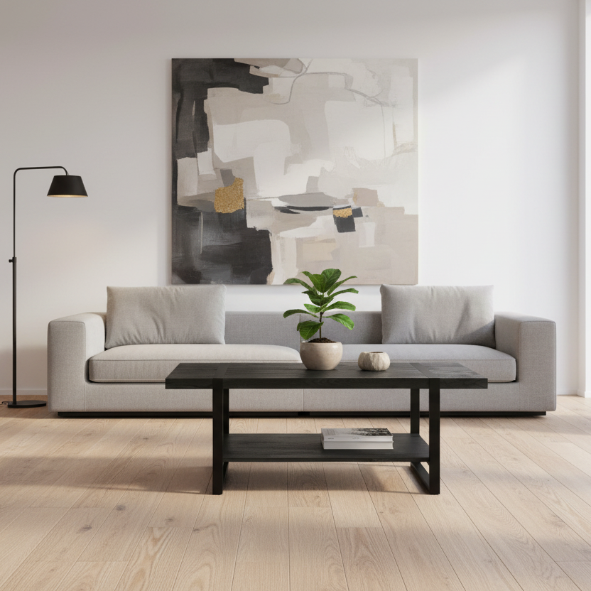 COFFEE TABLE - BROWN RECLAIMED WOOD-LOOK / BLACK METAL