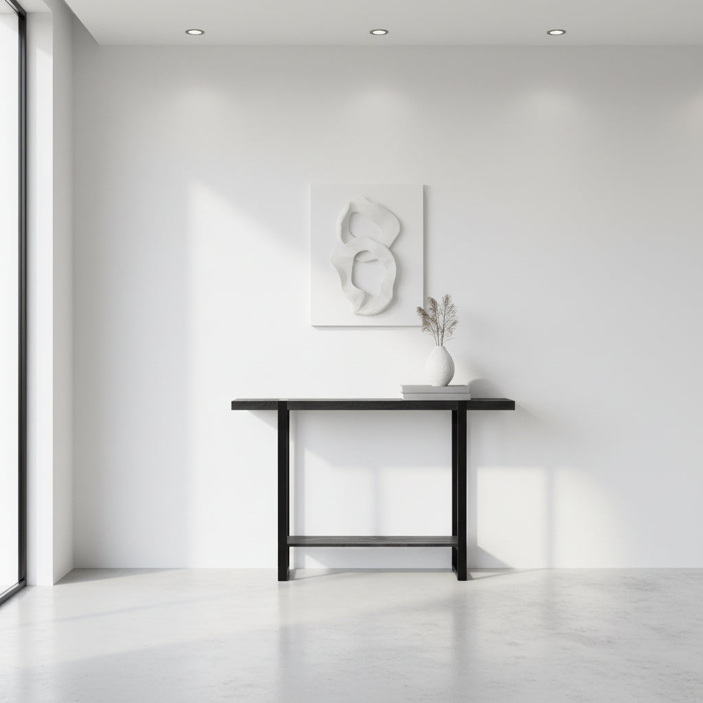 TABLE D'APPOINT - 48"L / ASPECT BOIS RÉCUPÉRÉ BRUN / NOIR