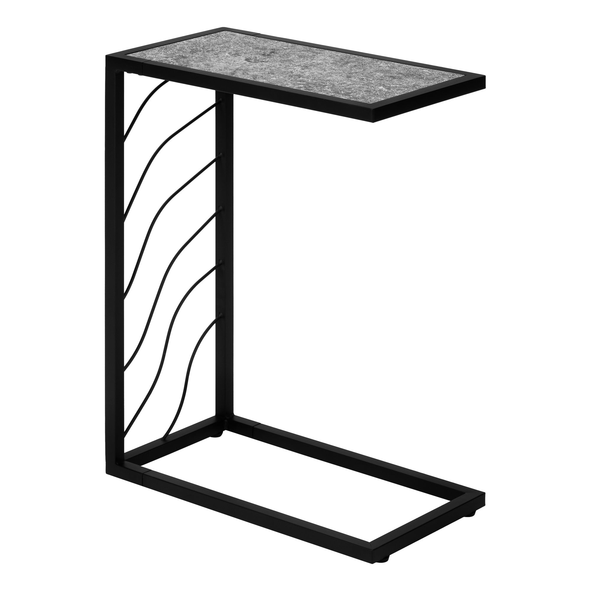 ACCENT TABLE - 25"H / WHITE MARBLE-LOOK / BLACK METAL