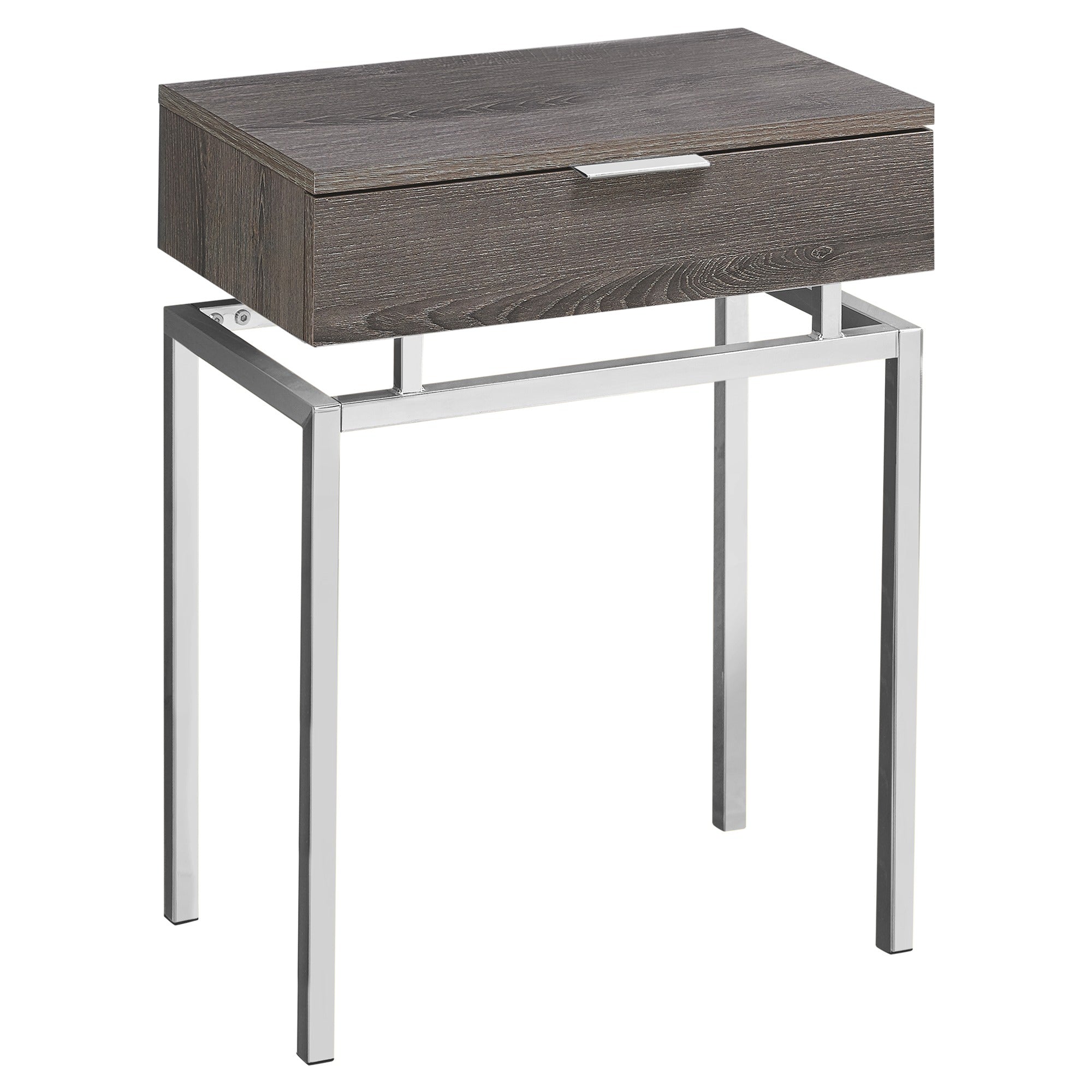 ACCENT TABLE - 24"H / GREY CEMENT / CHROME METAL