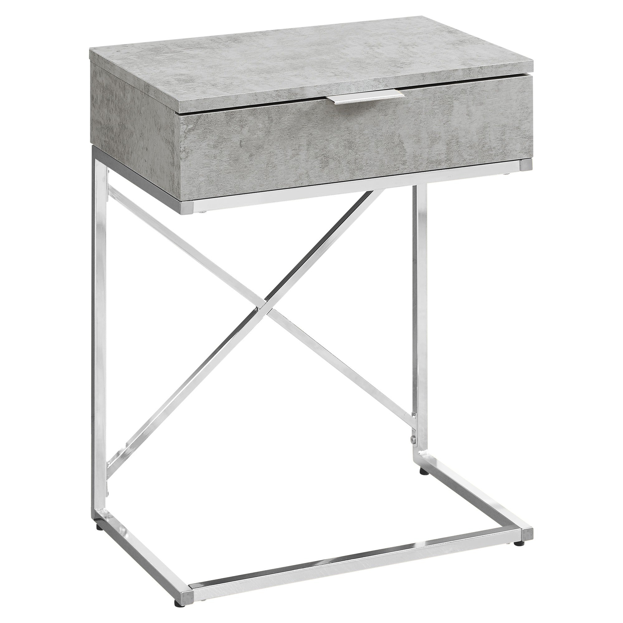 ACCENT TABLE - 24"H / GLOSSY WHITE / CHROME METAL