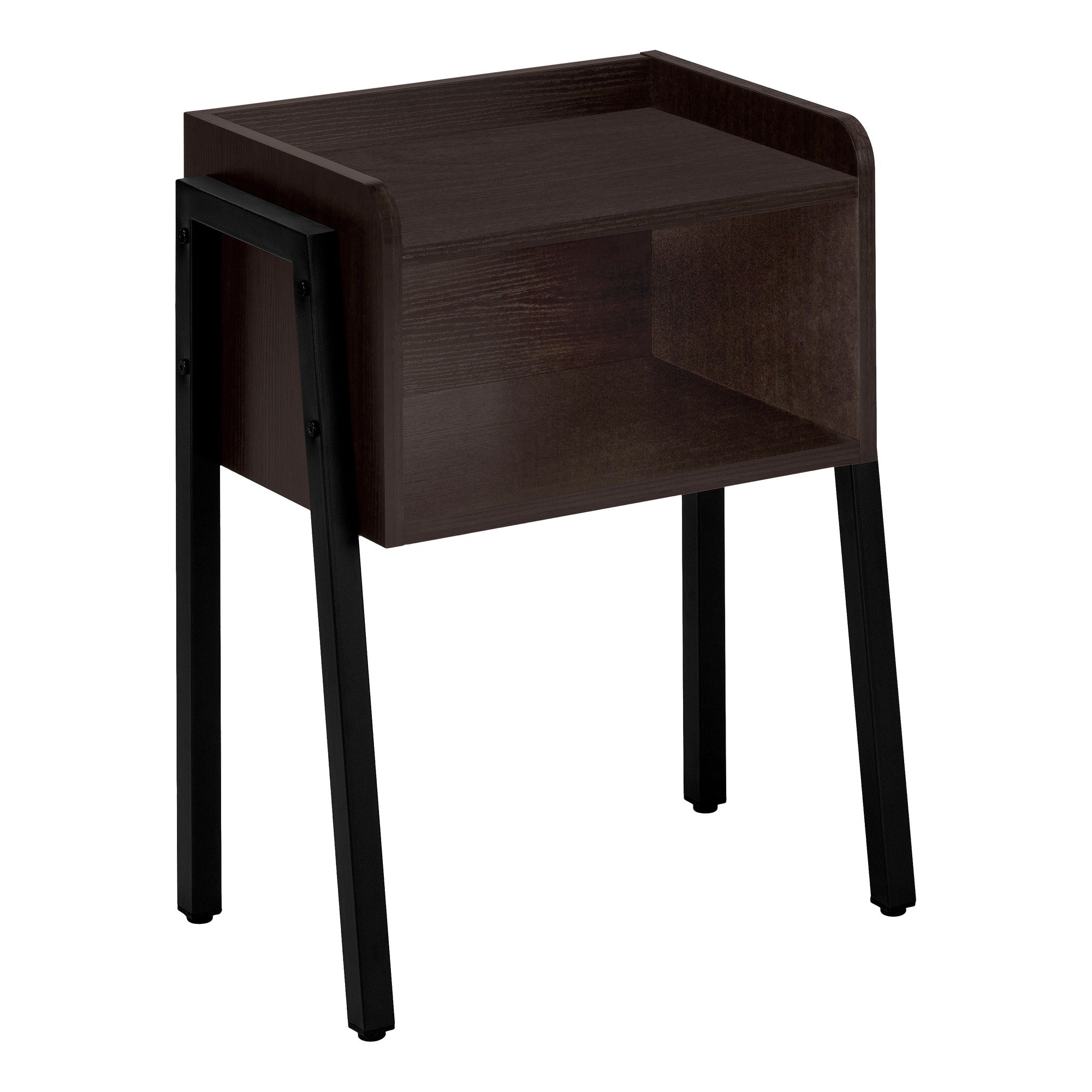 ACCENT TABLE - 23"H / BROWN RECLAIMED-LOOK / BLACK METAL