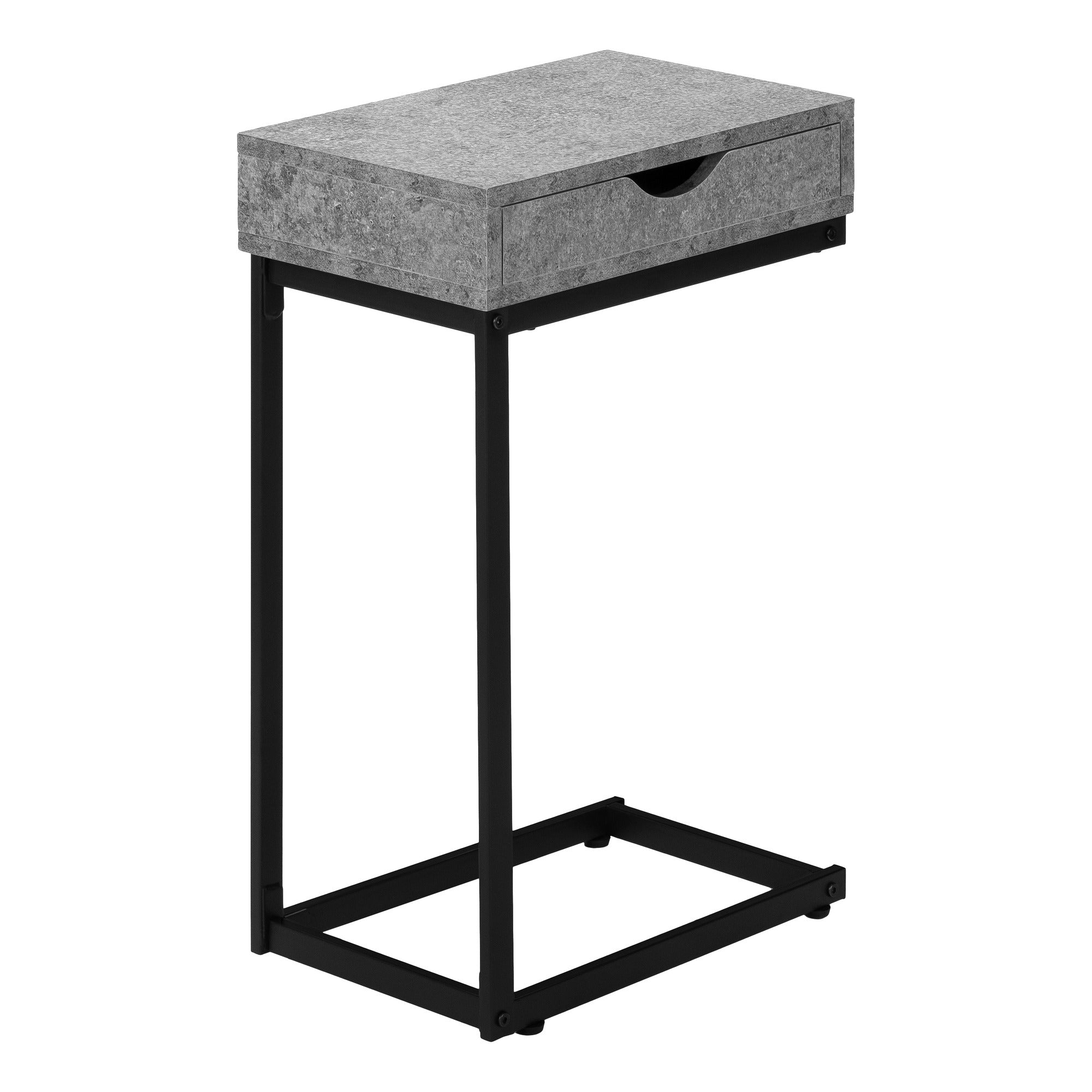ACCENT TABLE - BLACK / BLACK METAL WITH A DRAWER
