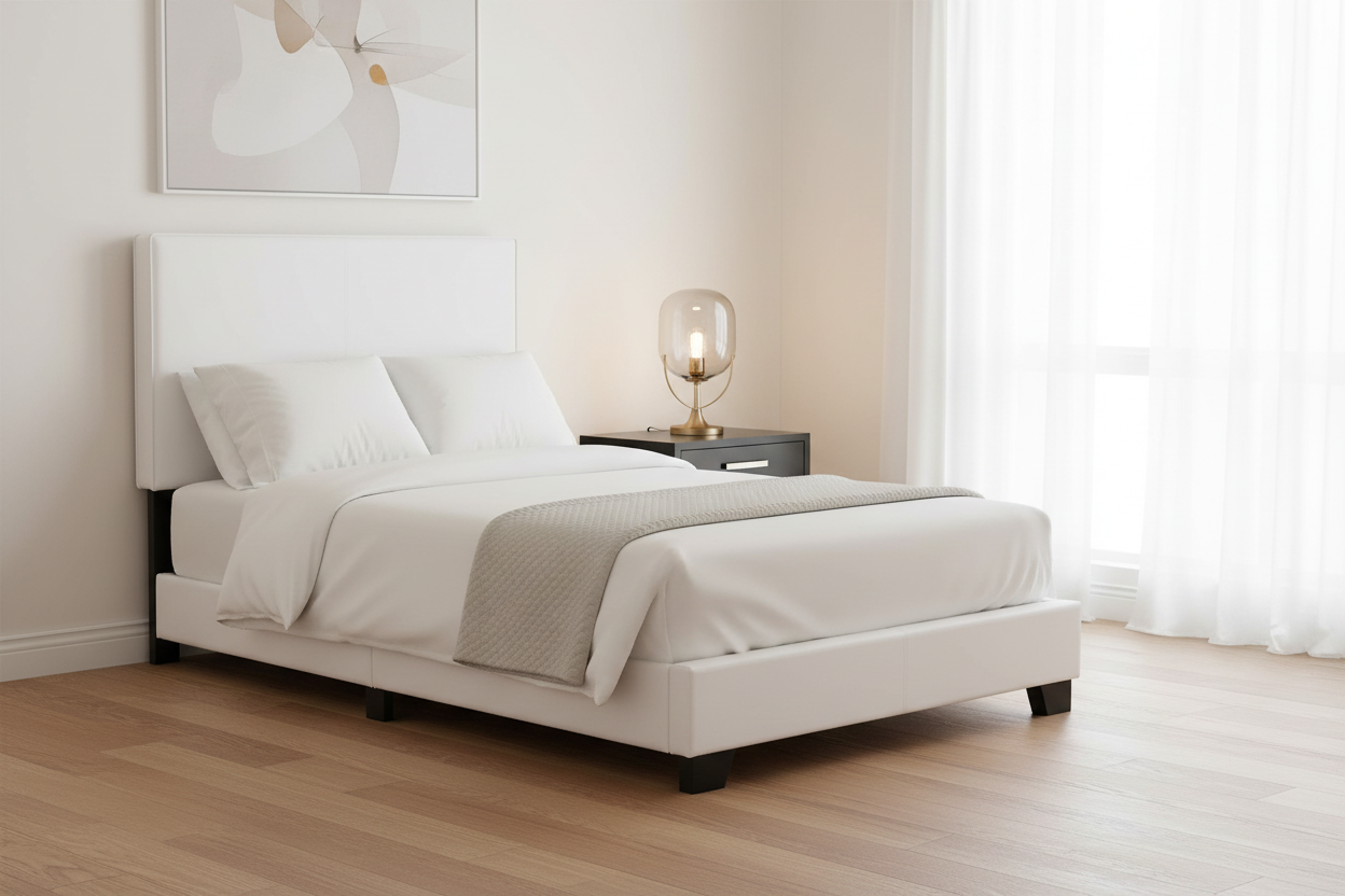 LIT - TAILLE SIMILI CUIR MARRON FONCÉ