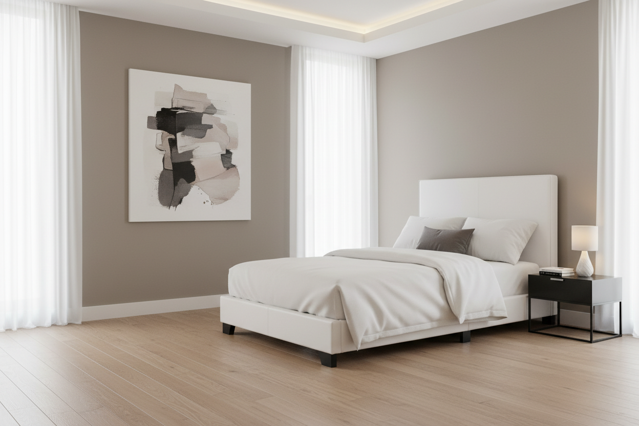 LIT - TAILLE SIMILI CUIR MARRON FONCÉ