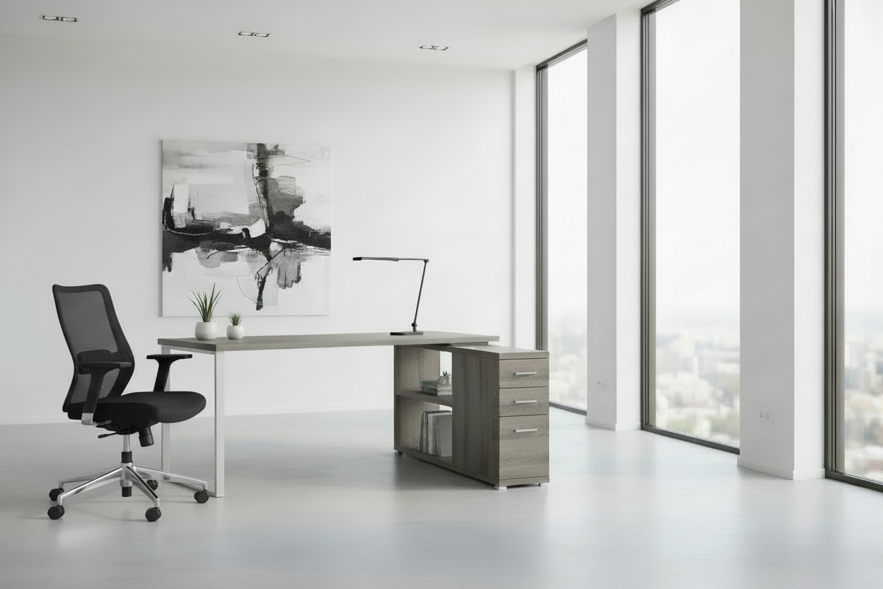 BUREAU D'ORDINATEUR - BLANC COIN GAUCHE OU DROIT