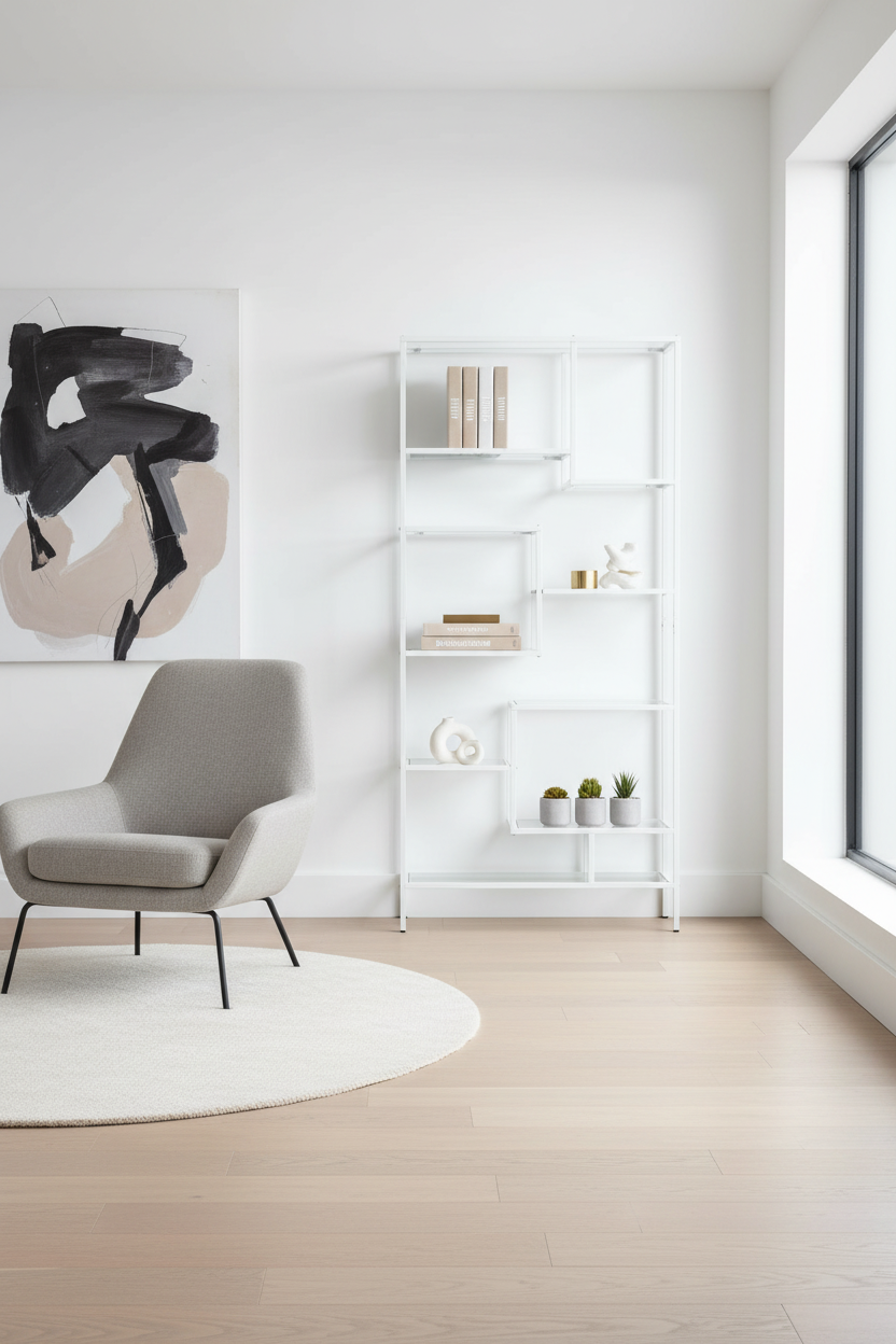 BOOKCASE - 72"H / SILVER METAL WITH TEMPERED GLASS