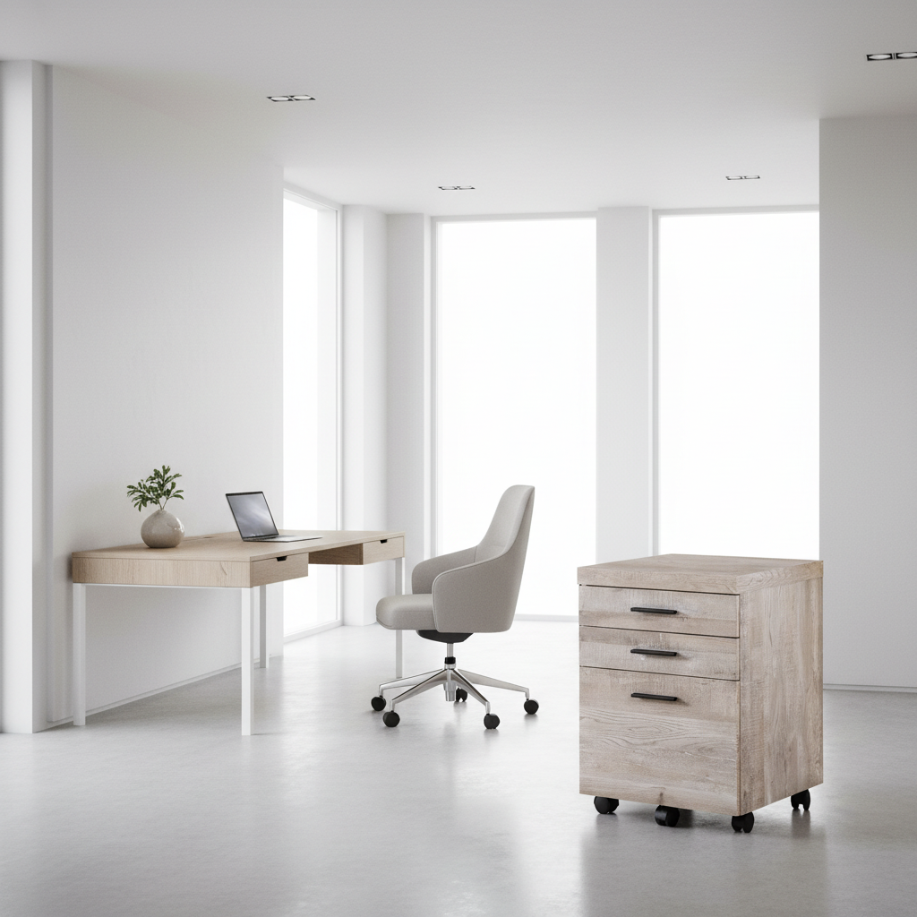 CLASSEUR - 3 TIROIRS / BLANC SUR ROULETTES