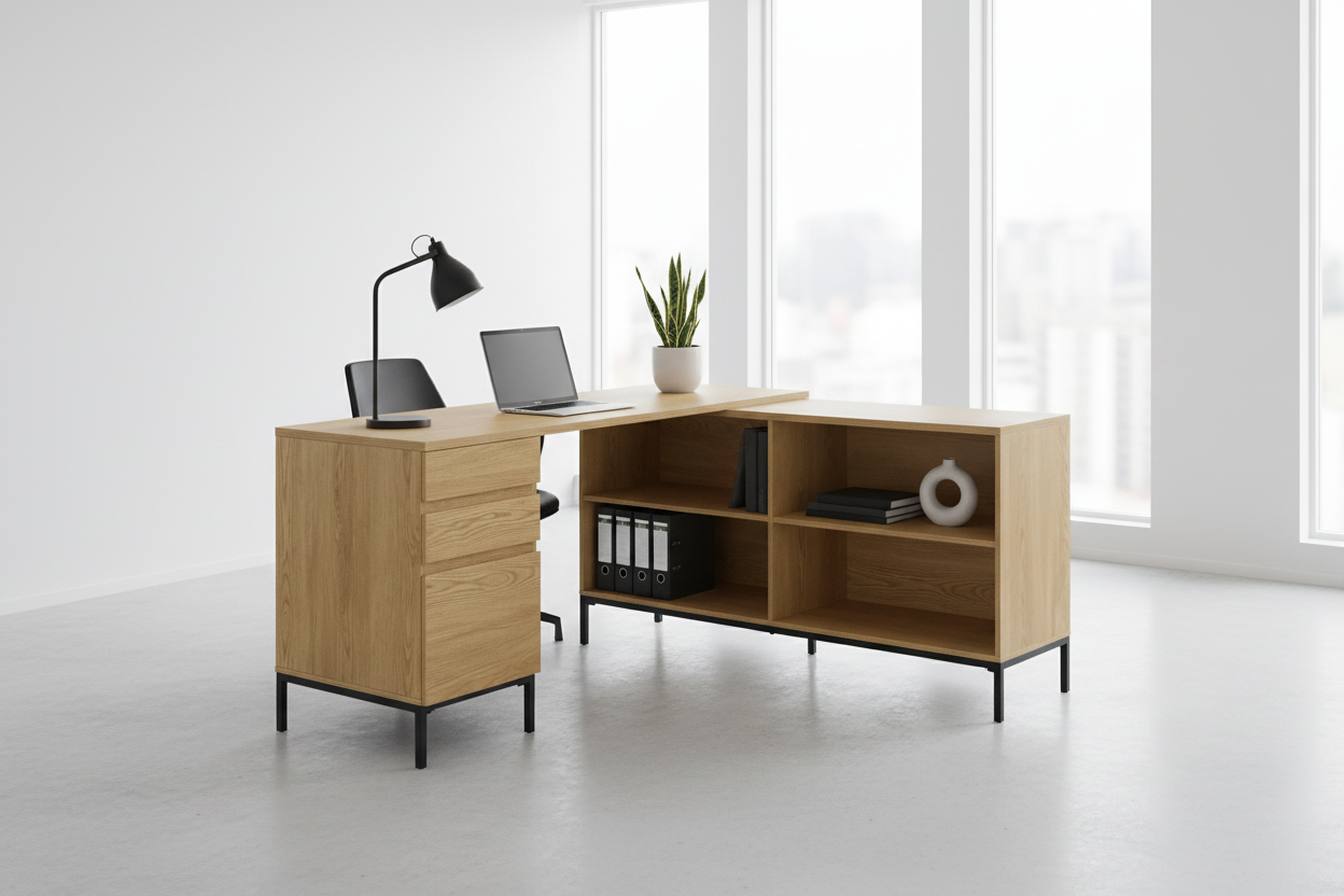 COMPUTER DESK - 60"L / RUSTIC BROWN L-SHAPED CORNER