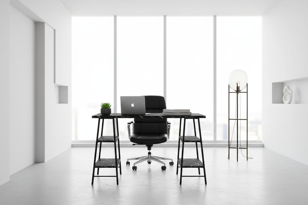 COMPUTER DESK - 48"L / WHITE / WHITE METAL