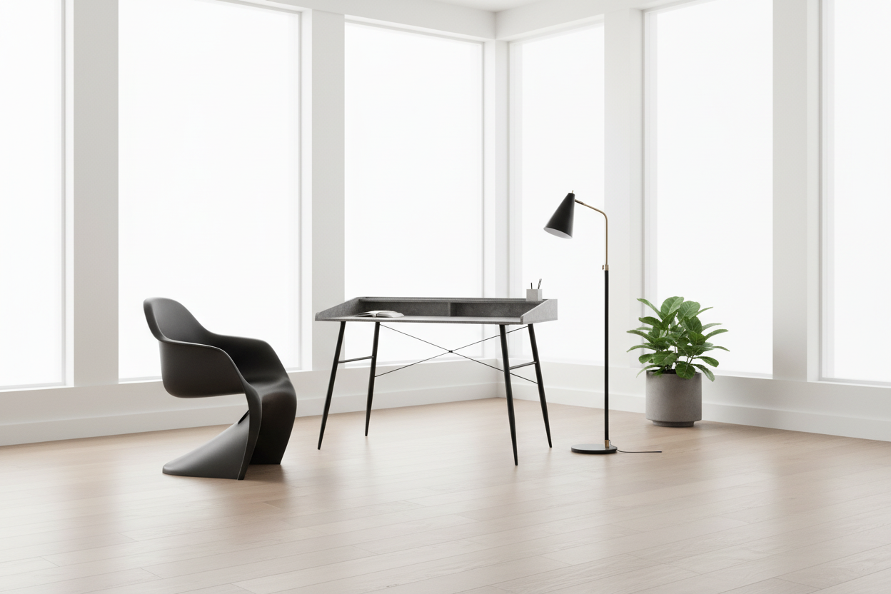 COMPUTER DESK - 48"L / NATURAL / WHITE METAL