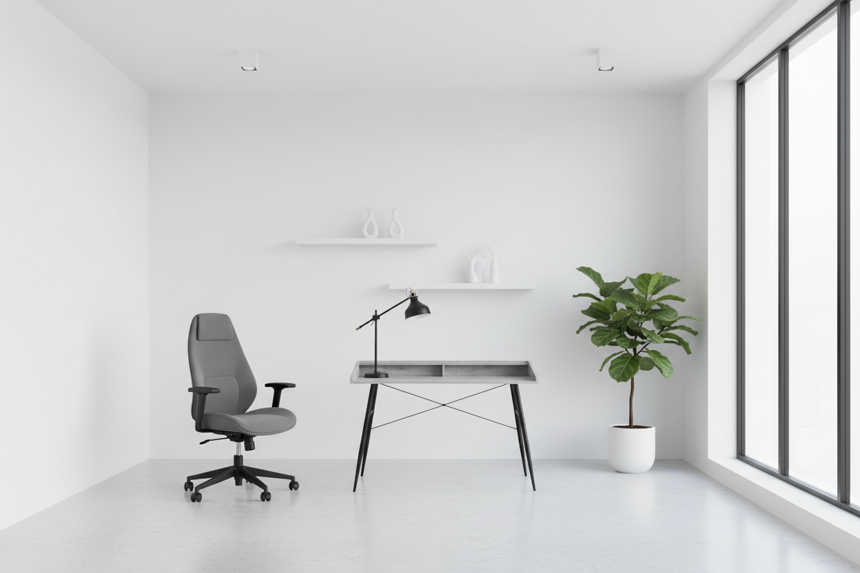 COMPUTER DESK - 48"L / NATURAL / WHITE METAL