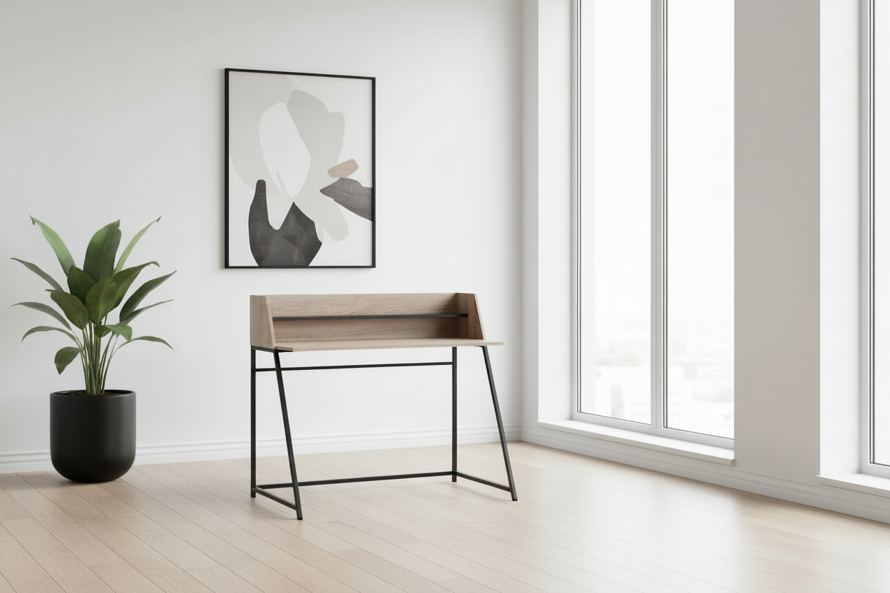 COMPUTER DESK - 48"L / NATURAL / WHITE METAL