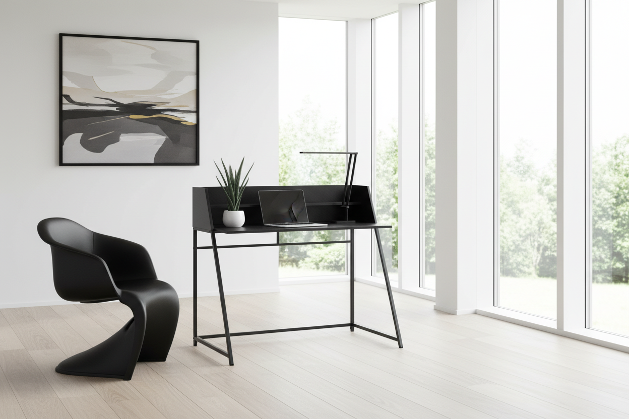 COMPUTER DESK - 48"L / NATURAL / WHITE METAL