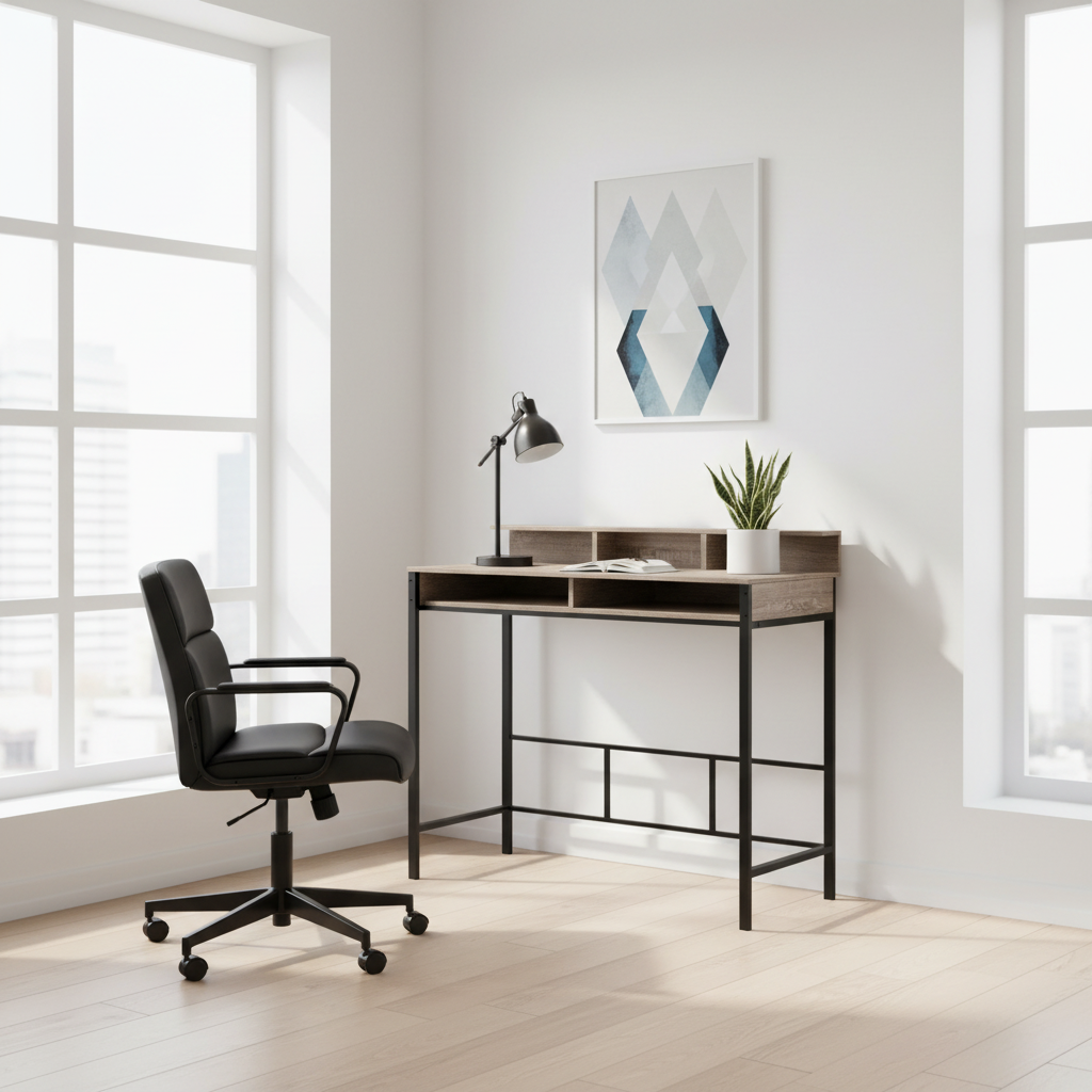 COMPUTER DESK - 48"L / BLACK / BLACK STANDING HEIGHT