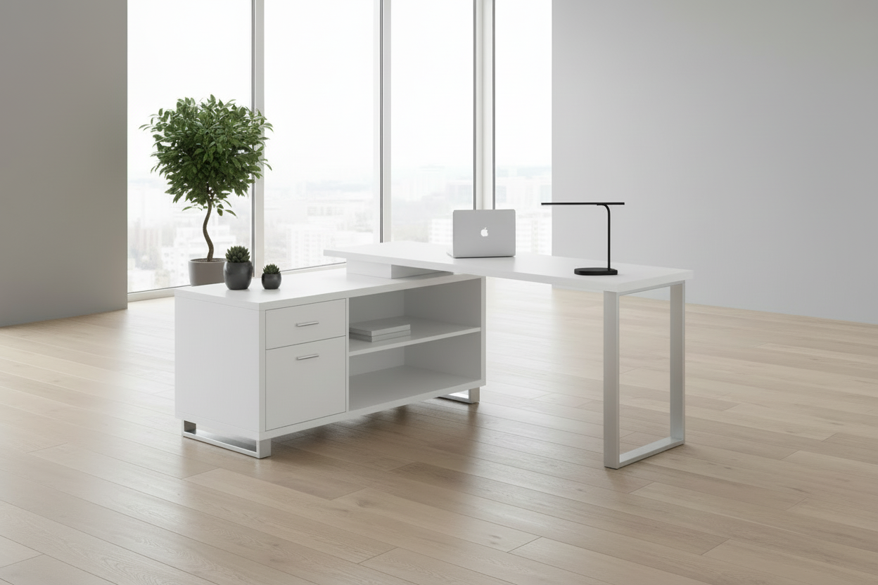 COMPUTER DESK - 72"L ESPRESSO / BLACK EXECUTIVE CORNER