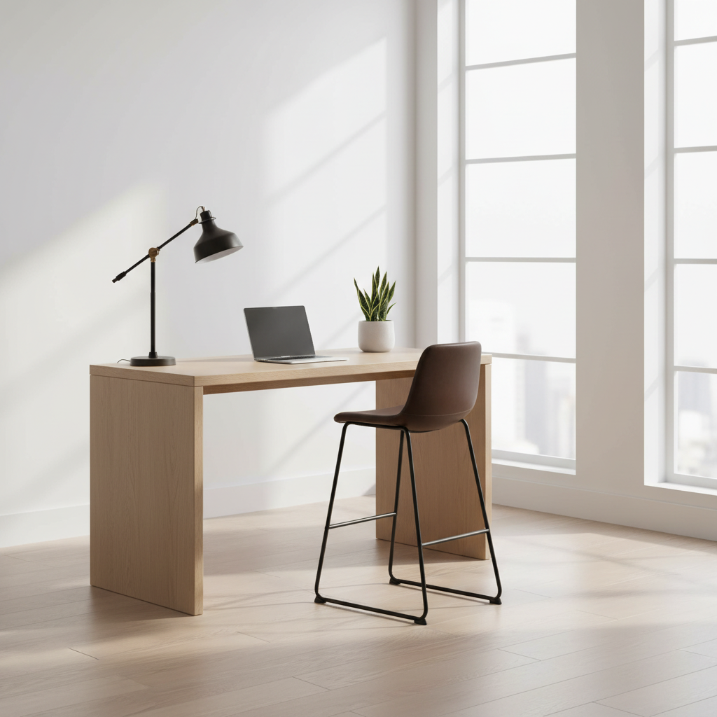 CHAISE DE BUREAU - SIMILI CUIR BLANC / BUREAU DEBOUT