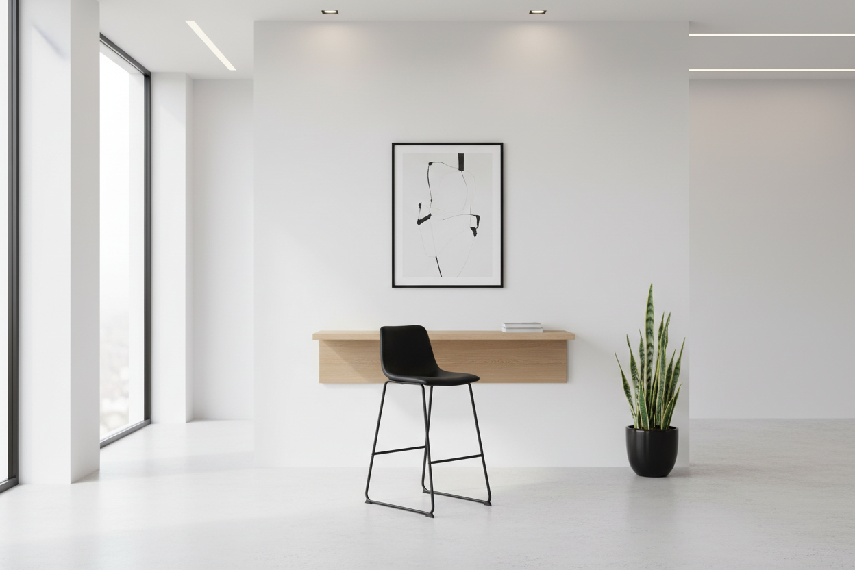 CHAISE DE BUREAU - SIMILI CUIR BLANC / BUREAU DEBOUT