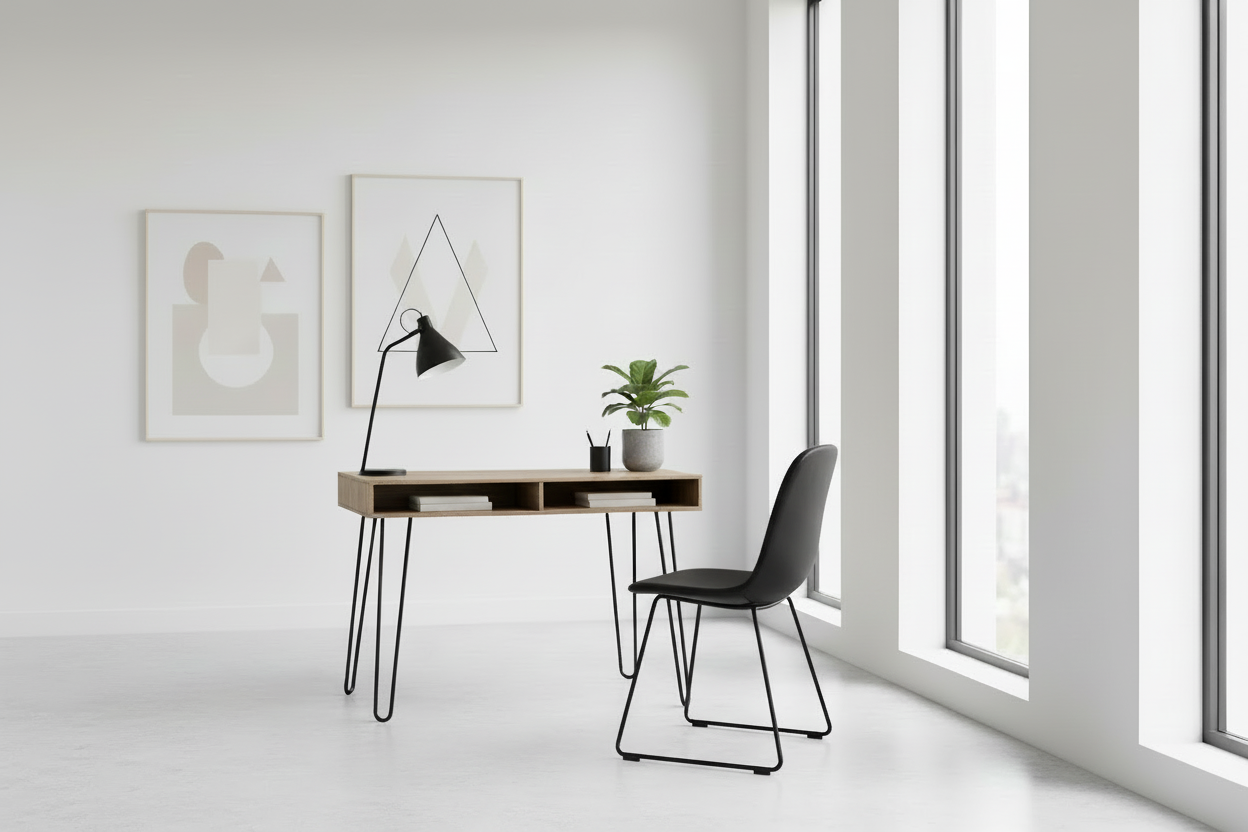 BUREAU D'ORDINATEUR - 40"L / BLANC / MÉTAL BLANC