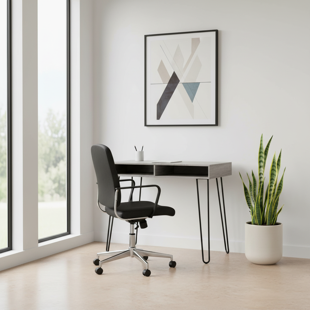 BUREAU D'ORDINATEUR - 40"L / BLANC / MÉTAL BLANC