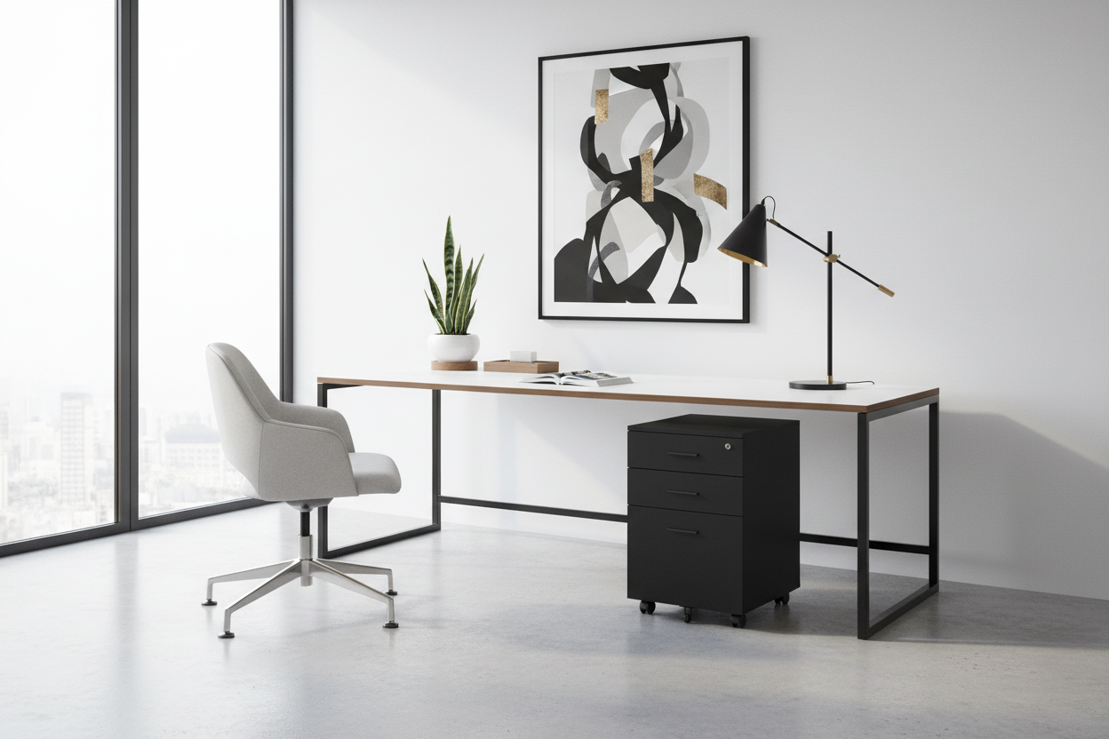 CLASSEUR - 3 TIROIRS / BLANC SUR ROULETTES