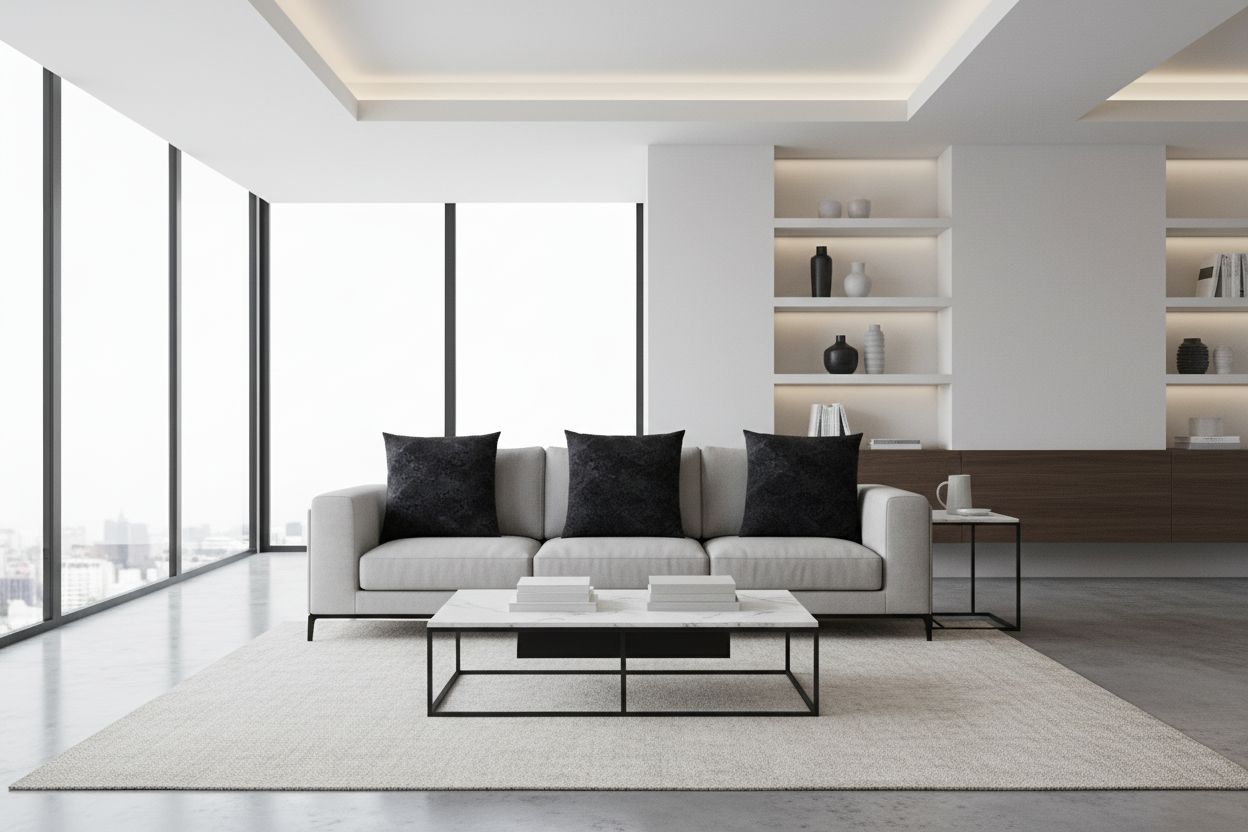 PILLOW - 18"X 18" / LIGHT TAUPE FEATHERED VELVET / 1PC