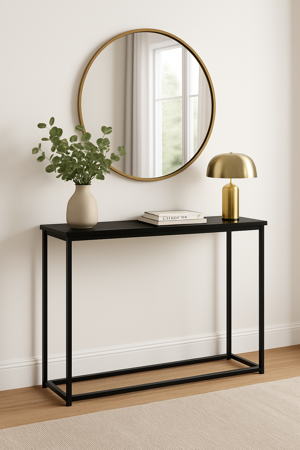 ACCENT TABLE - 32"L / BLACK / BLACK METAL HALL CONSOLE