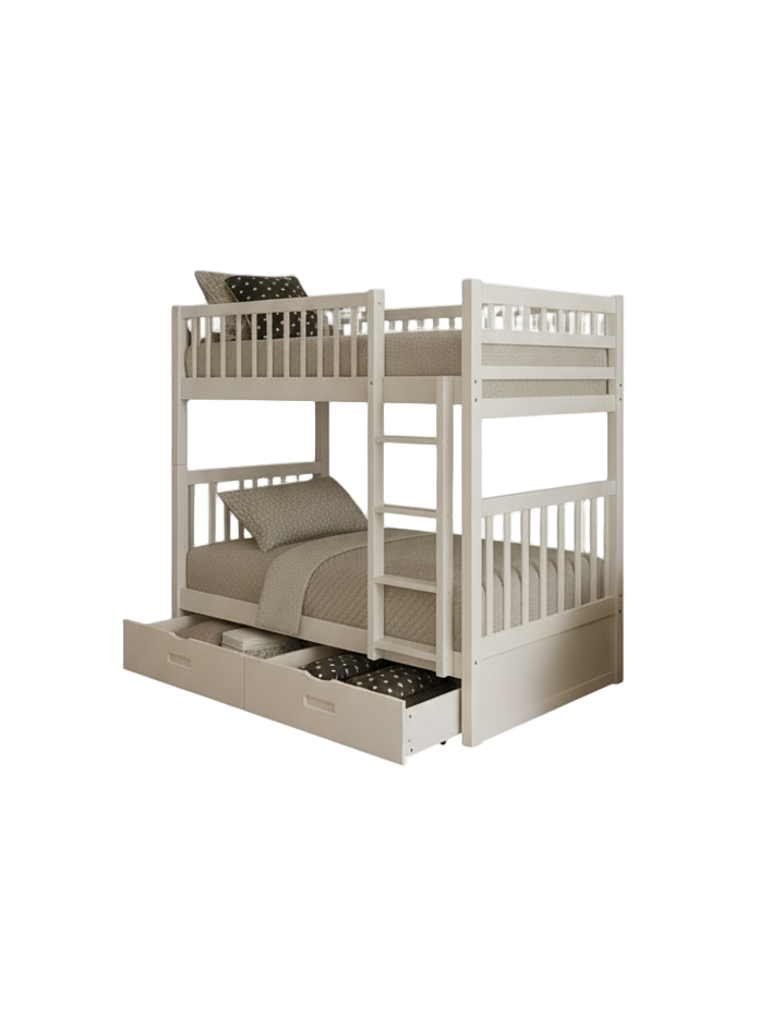 B-110-W Lit superposé blanc avec tiroirs