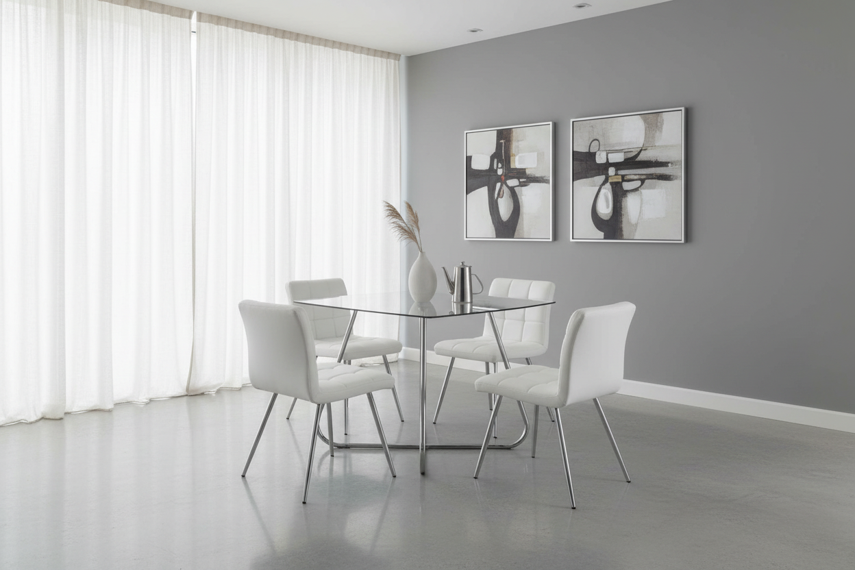 DINING TABLE - 40"DIA CHROME WITH 8MM TEMPERED GLASS