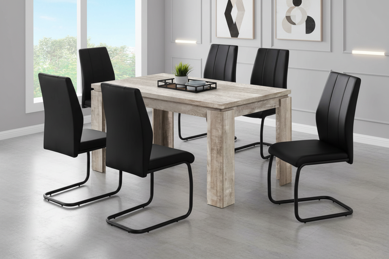 TABLE À MANGER - 36"X 60" / ASPECT BOIS RÉCUPÉRÉ TAUPE