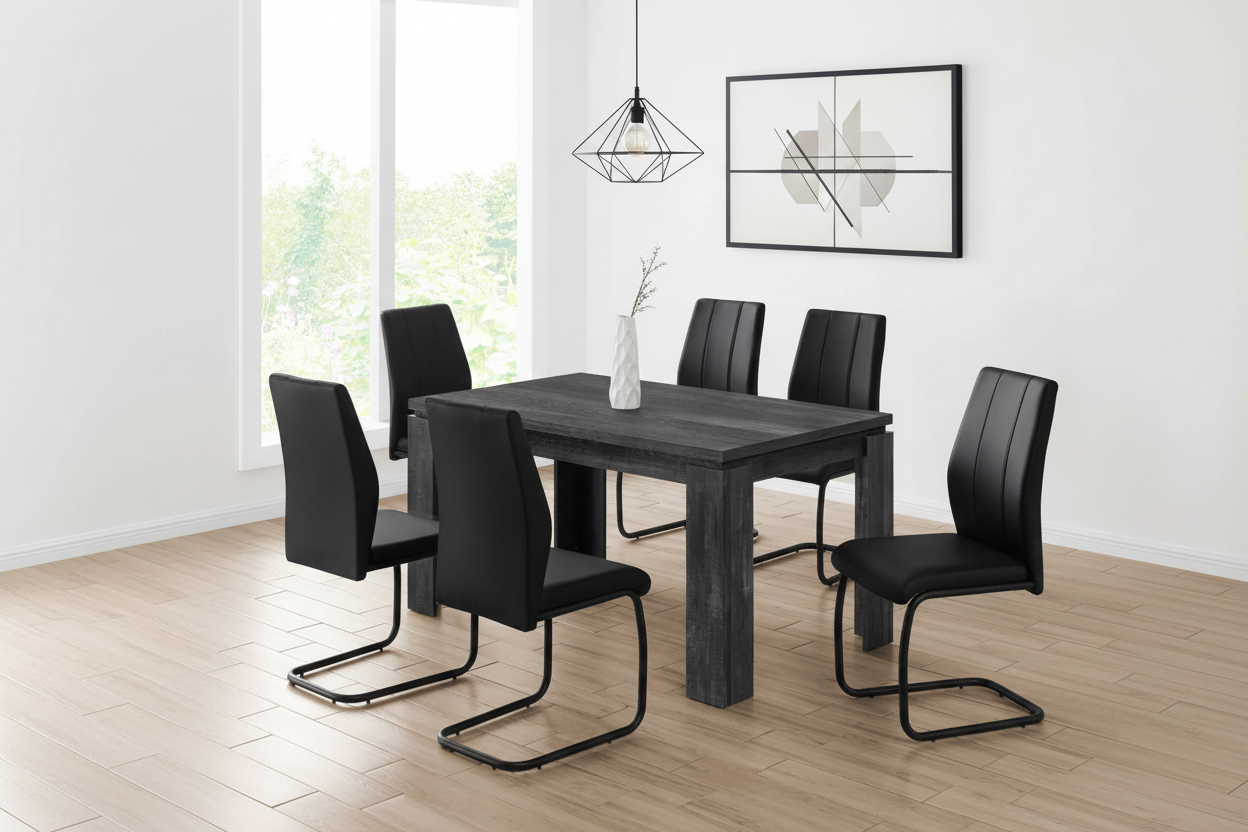 TABLE À MANGER - 36"X 60" / ASPECT BOIS RÉCUPÉRÉ NOIR