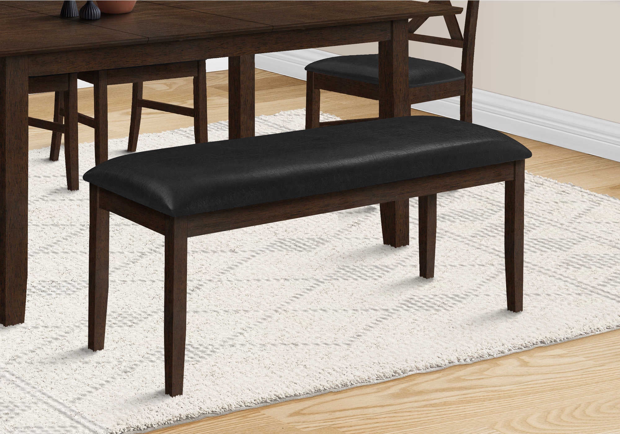 BENCH - 48"L / ESPRESSO / BLACK PU SEAT