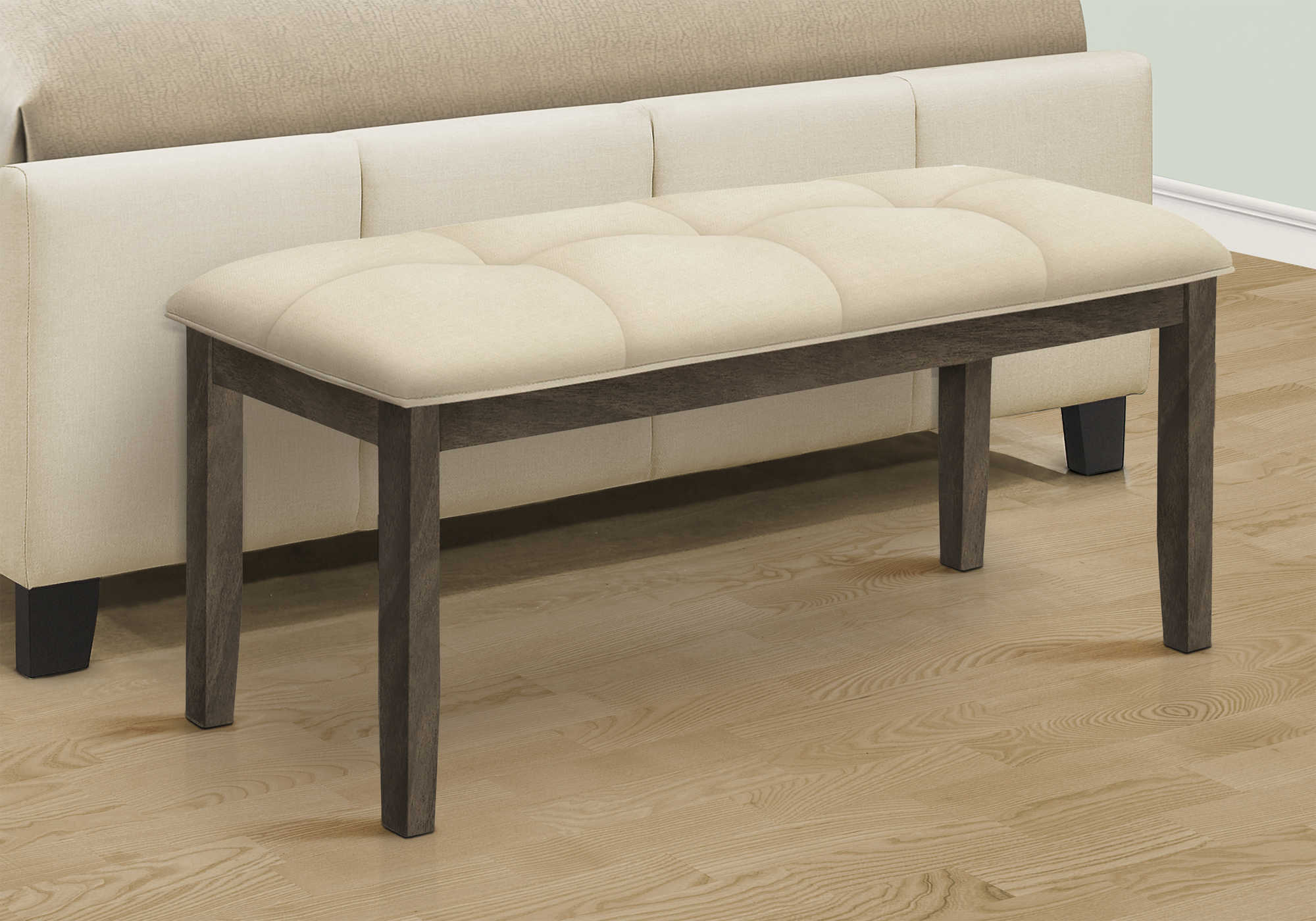 BENCH - 44"L / GREY / CREAM FABRIC SEAT