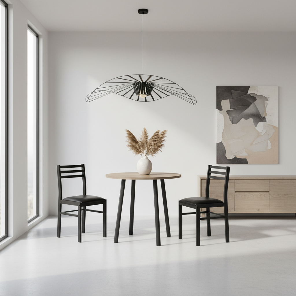 ENSEMBLE DE SALLE À MANGER - ENSEMBLE 3 PIÈCES / PLATEAU TAUPE FONCÉ / MÉTAL NOIR