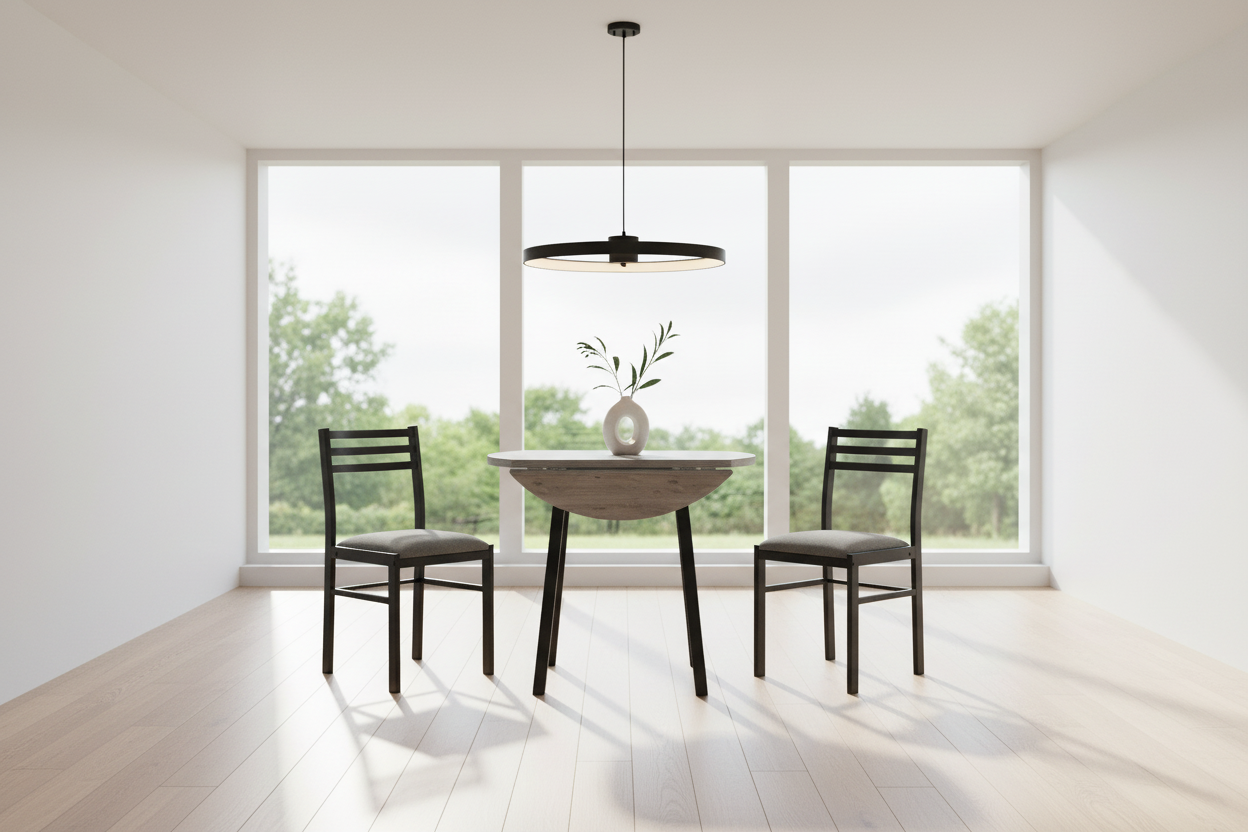 ENSEMBLE DE SALLE À MANGER - ENSEMBLE 3 PIÈCES / PLATEAU TAUPE FONCÉ / MÉTAL NOIR