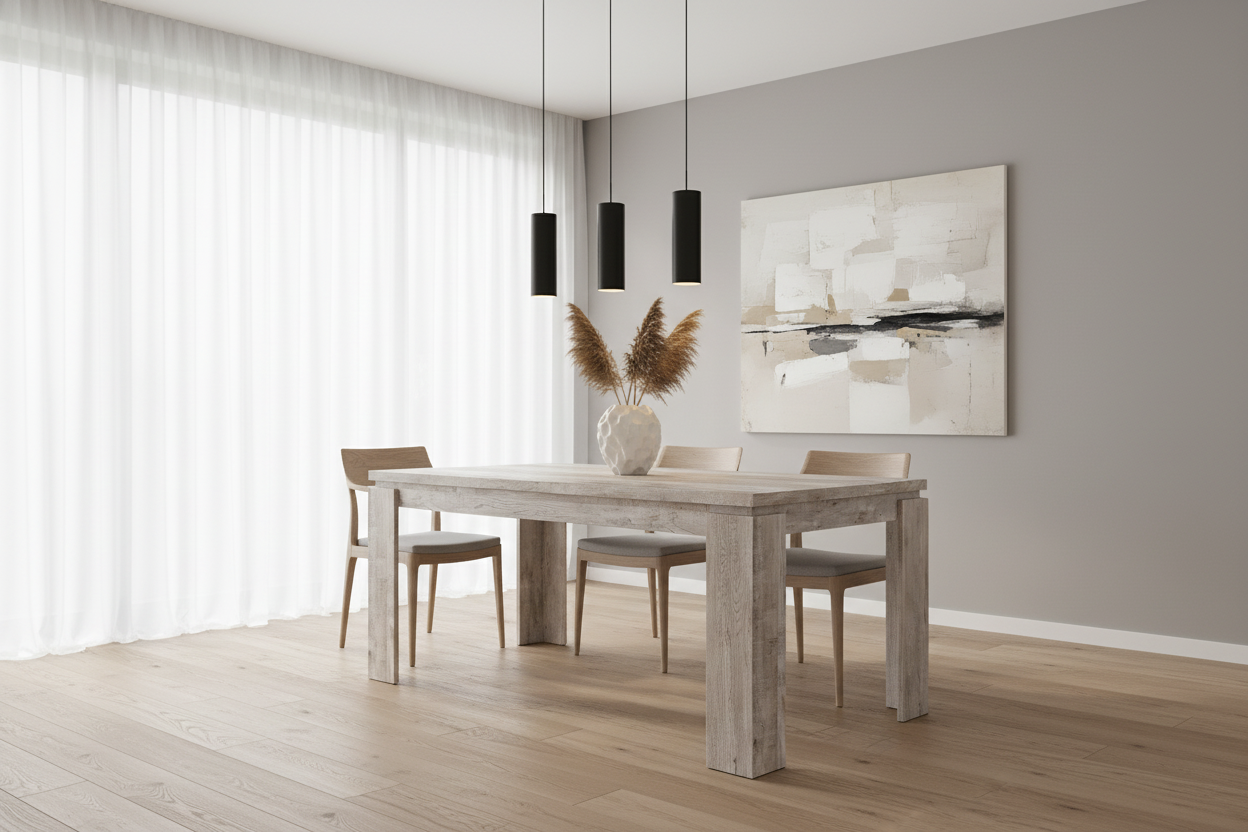 TABLE À MANGER - 36"X 60" / ASPECT BOIS RÉCUPÉRÉ TAUPE