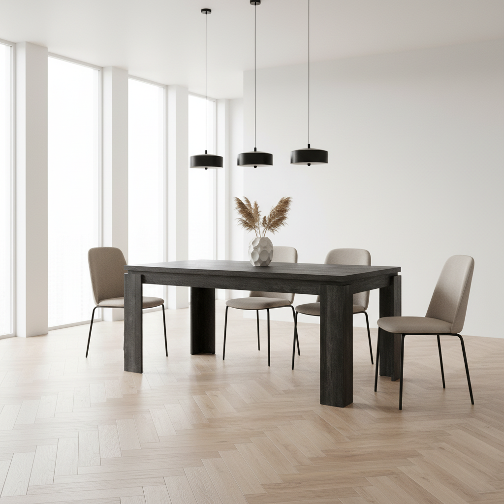 TABLE À MANGER - 36"X 60" / ASPECT BOIS RÉCUPÉRÉ NOIR