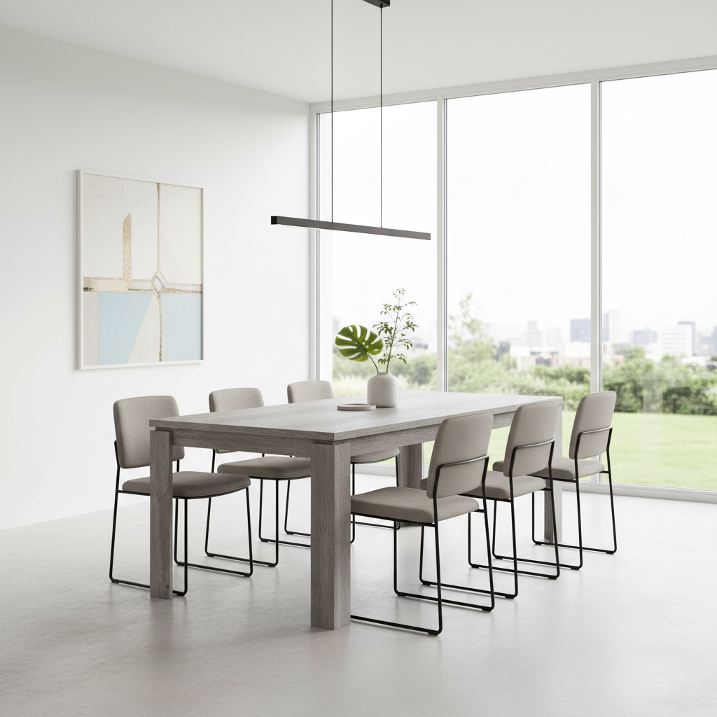 TABLE À MANGER - 32"X 48" / ASPECT BOIS RÉCUPÉRÉ GRIS