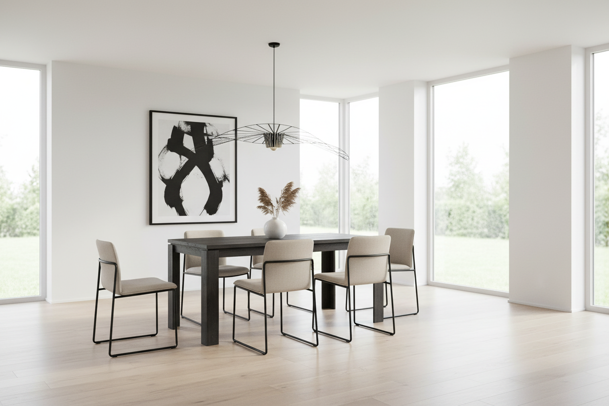 TABLE À MANGER - 32"X 48" / ASPECT BOIS RÉCUPÉRÉ NOIR