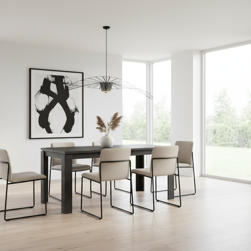 TABLE À MANGER - 32"X 48" / ASPECT BOIS RÉCUPÉRÉ NOIR