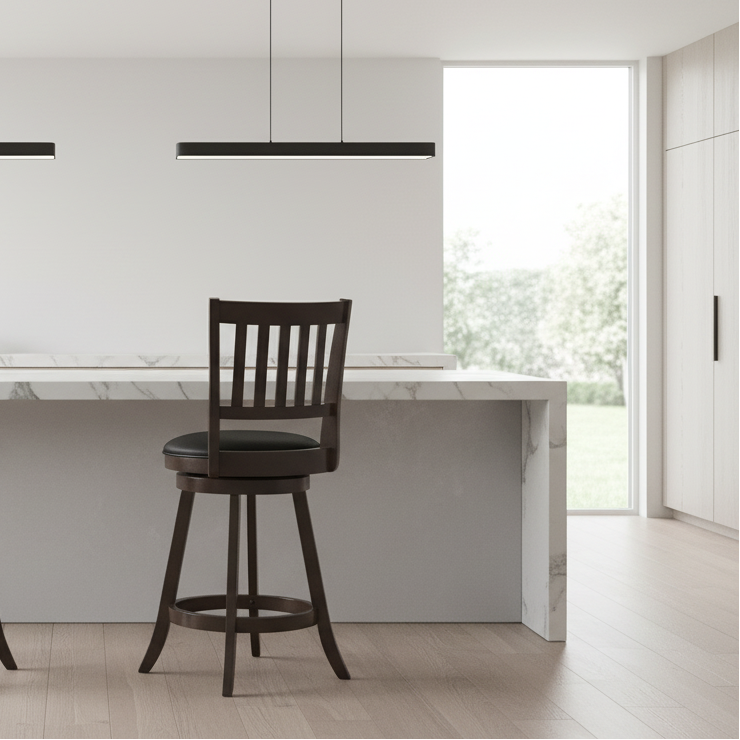 TABOURET DE BAR - 2 PIÈCES / 39"H / ESPRESSO / HAUTEUR DE COMPTOIR PIVOTANTE