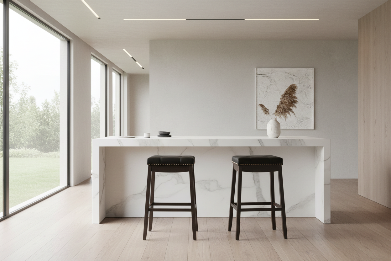 BARSTOOL - 2PCS / 29"H / BLACK LEATHER-LOOK / ESPRESSO