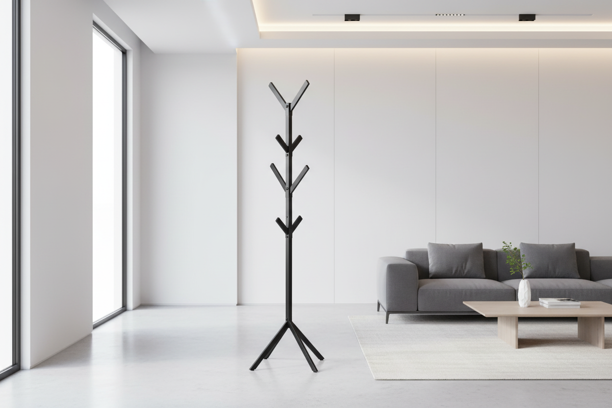 COAT RACK - 70"H / BLACK METAL