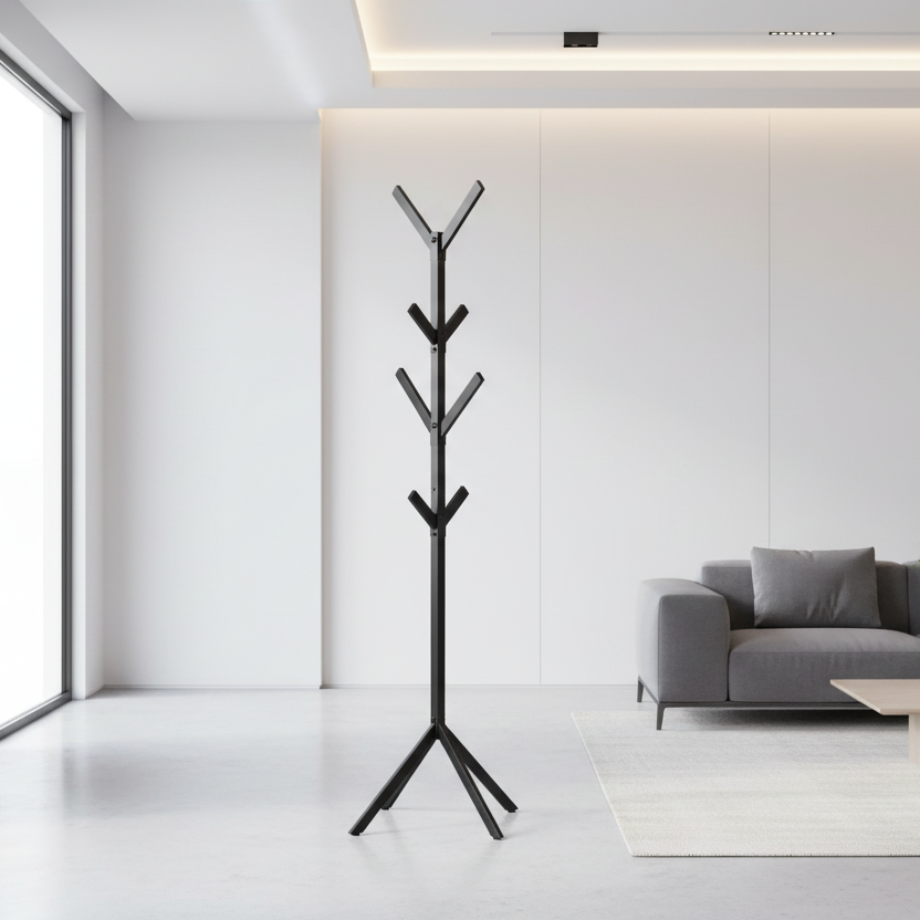 PORTE-MANTEAU - 70"H / MÉTAL NOIR