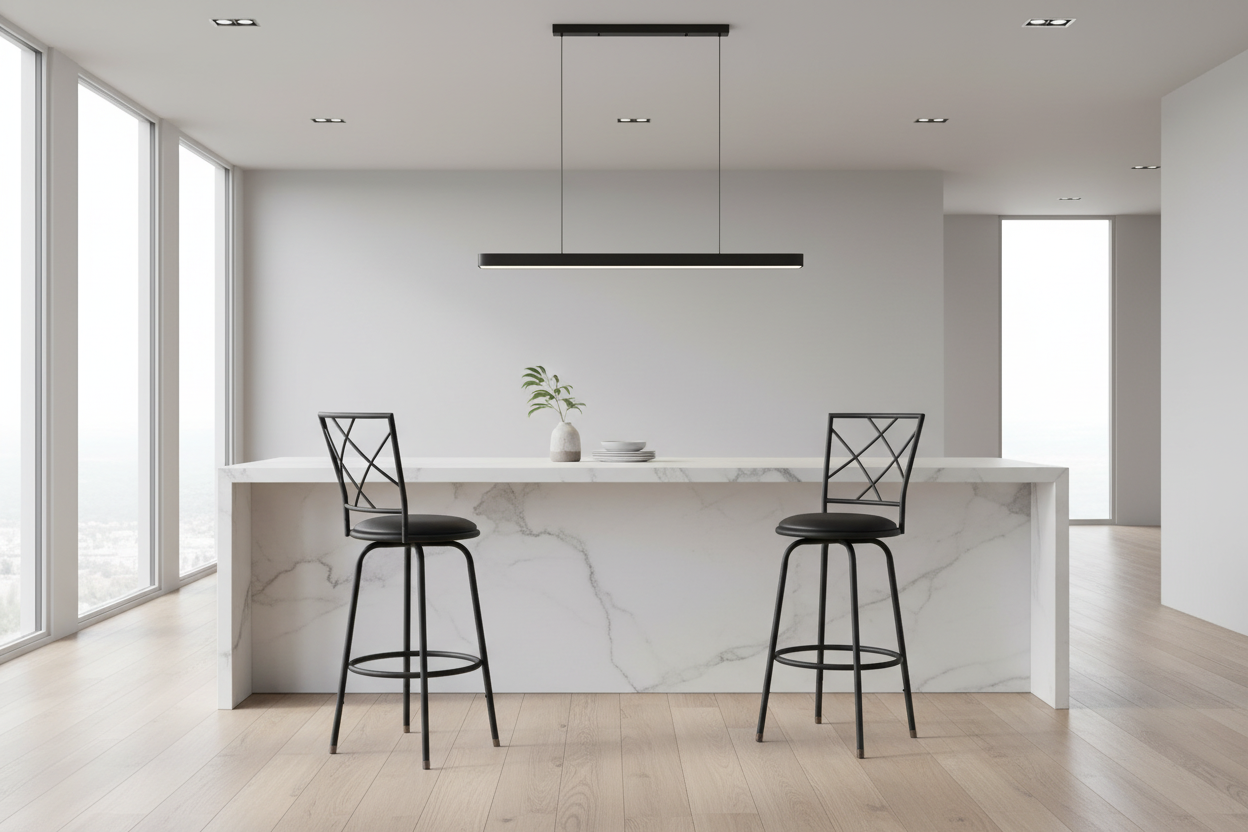 BARSTOOL - 2PCS / SWIVEL / BLACK /BLACK LEATHER-LOOK SEAT