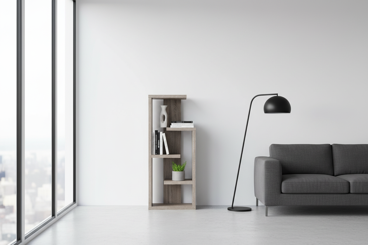 BOOKCASE - 48"H / DARK TAUPE ACCENT DISPLAY UNIT