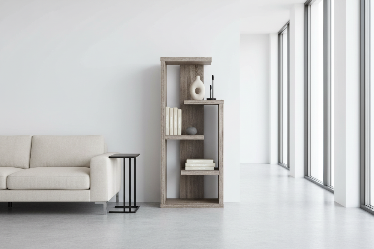 BOOKCASE - 48"H / DARK TAUPE ACCENT DISPLAY UNIT