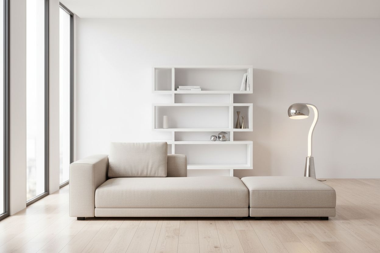 BOOKCASE - 55"H / WHITE MODERN STYLE