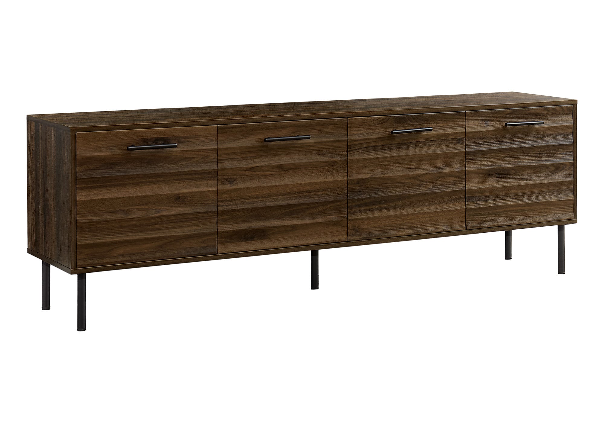 TV STAND - 72"L / DARK BROWN WOOD-LOOK WITH 4 DOORS